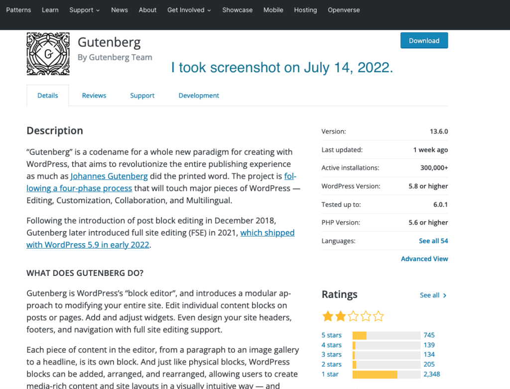gutenberg 14 july 2022